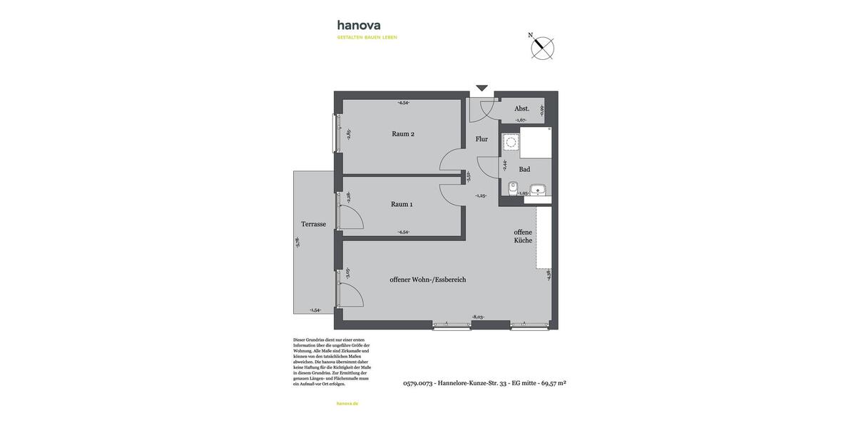 Terrassenwohnung Hannover Döhren-Wülfel - 3 Zimmer, 70 m&sup2;, 870&euro; | Angebot:25872606