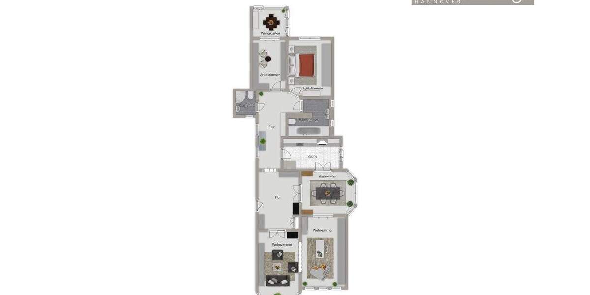 Etagenwohnung Hannover / Herrenhausen Herrenhausen - 5 Zimmer, 176 m&sup2;, 795.000&euro; | Angebot:25668762