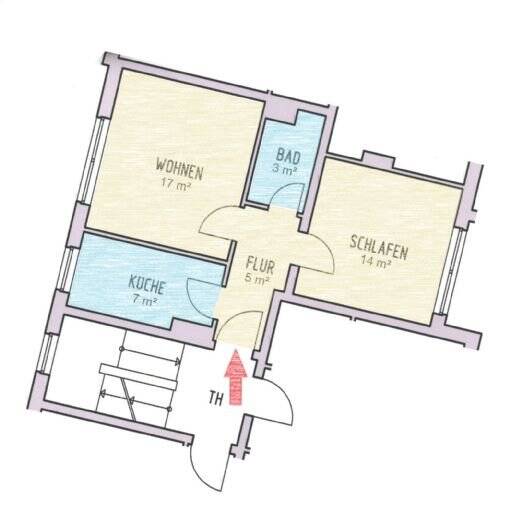 Etagenwohnung Hildesheim Neustadt - 2 Zimmer, 53 m&sup2;, 495&euro; | Angebot:25697667