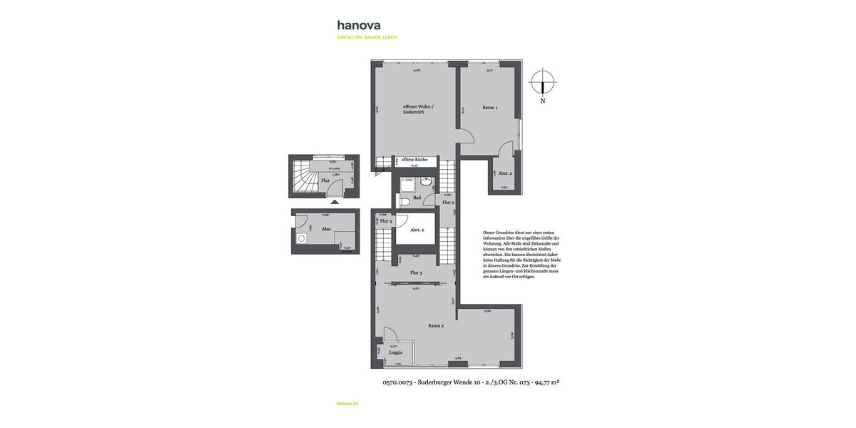 Maisonettenwohnung Hannover Buchholz-Kleefeld - 3 Zimmer, 95 m&sup2;, 1.043&euro; | Angebot:26676413