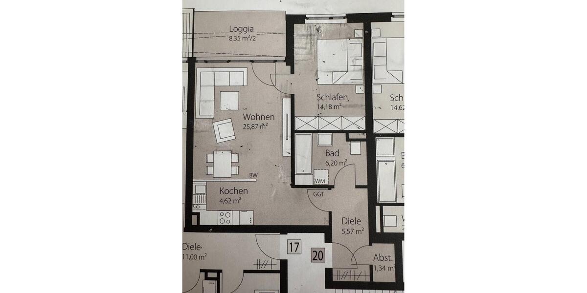 Etagenwohnung Laatzen - 2 Zimmer, 62 m&sup2;, 700&euro; | Angebot:25963616