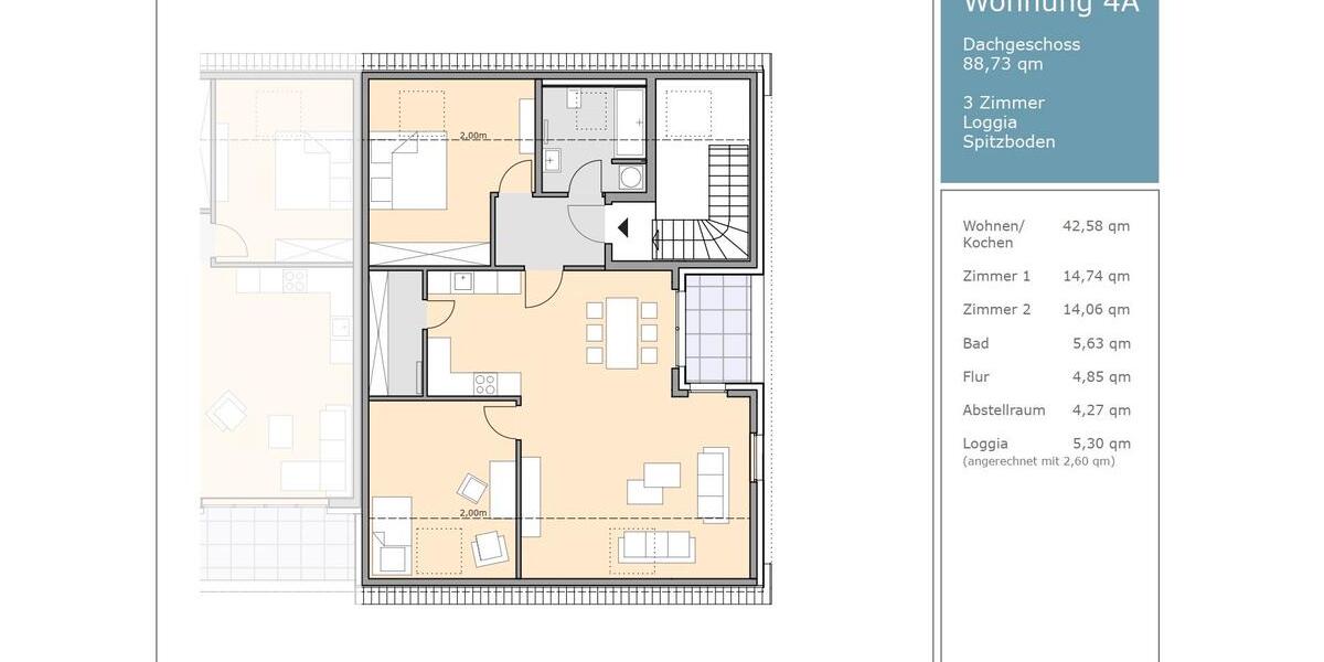 Dachgeschoßwohnung Hannover Ricklingen - 3 Zimmer, 89 m&sup2;, 379.000&euro; | Angebot:26030479