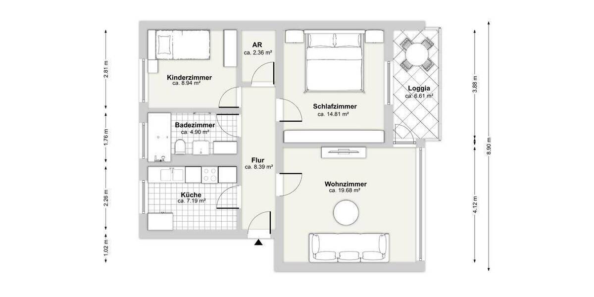 Etagenwohnung Peine Kernstadt Süd - 3 Zimmer, 67 m&sup2;, 135.000&euro; | Angebot:26543911