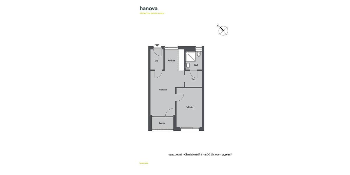 Etagenwohnung Hannover Döhren-Wülfel - 2 Zimmer, 51 m&sup2;, 471&euro; | Angebot:26004698