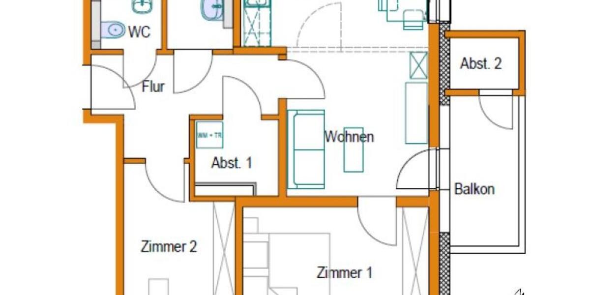 Etagenwohnung Lamspringe - 3 Zimmer, 66 m&sup2;, 800&euro; | Angebot:23847924