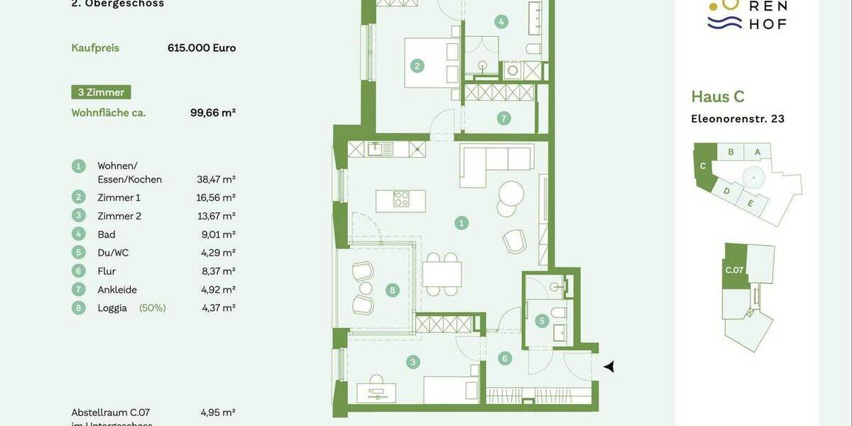 Etagenwohnung Hannover / Linden-Mitte Linden-Mitte - 3 Zimmer, 99 m&sup2;, 1.695&euro; | Angebot:26414925