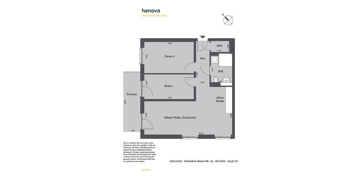Terrassenwohnung Hannover Döhren-Wülfel - 3 Zimmer, 70 m&sup2;, 870&euro; | Angebot:25872606