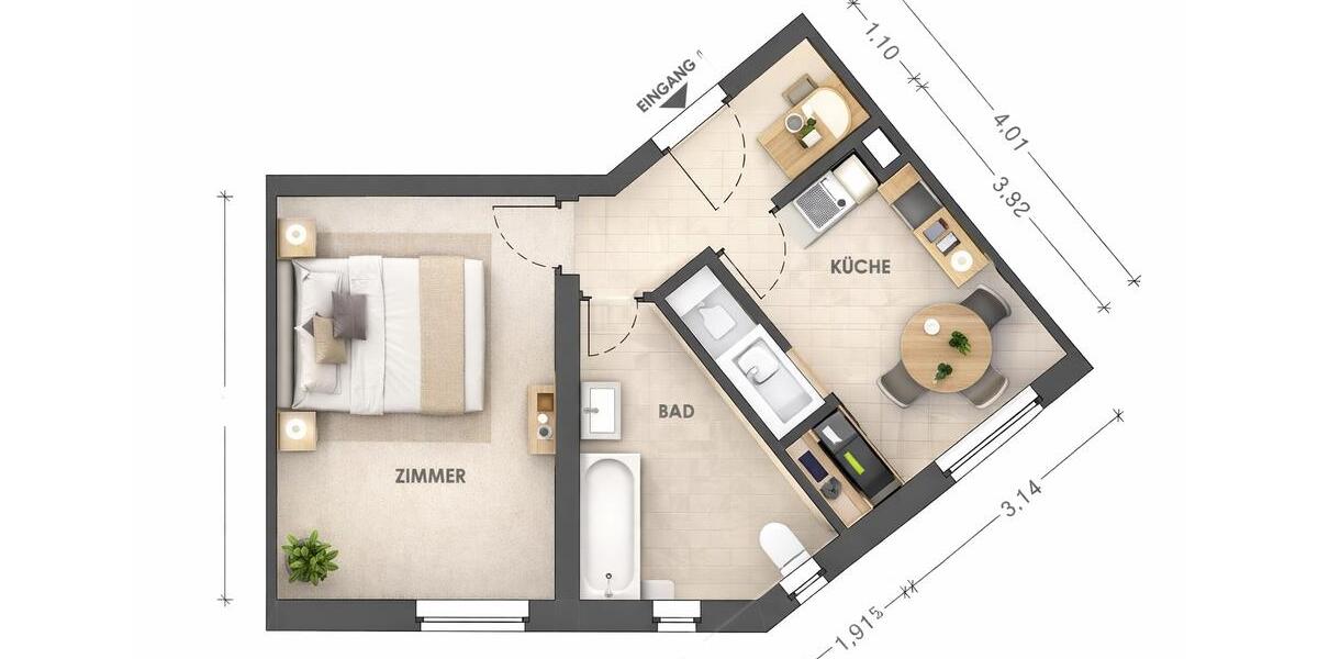 Etagenwohnung Hannover Buchholz-Kleefeld - 1 Zimmer, 37 m&sup2;, 750&euro; | Angebot:25991392