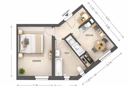 Wohnung Hannover Buchholz-Kleefeld - 1 Zimmer, 37 m&sup2;, 750&euro; | Angebot:25991392