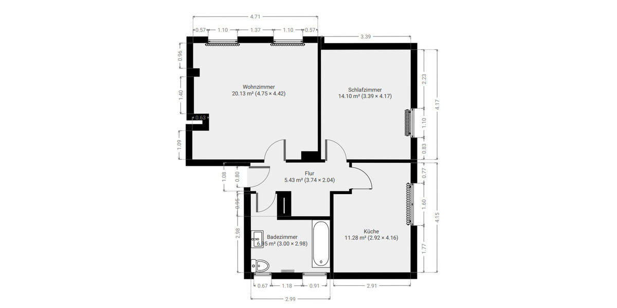 Etagenwohnung Salzgitter - 2 Zimmer, 58 m&sup2;, 347&euro; | Angebot:25217652