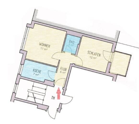 Etagenwohnung Hildesheim Neustadt - 2 Zimmer, 48 m&sup2;, 450&euro; | Angebot:25928747