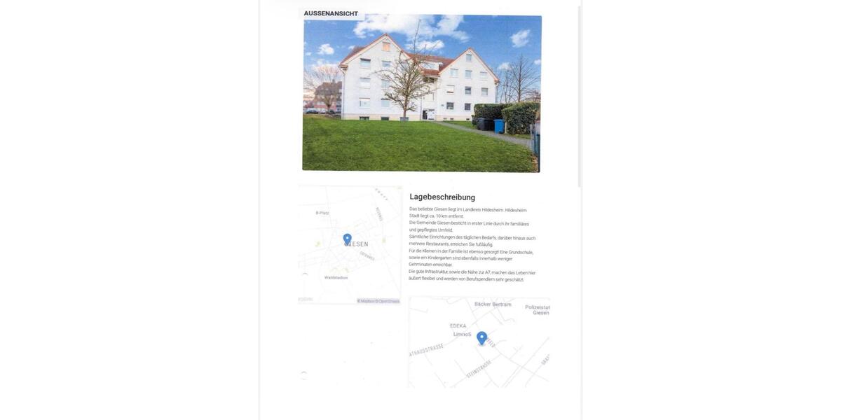 Etagenwohnung Giesen - 3 Zimmer, 85 m&sup2;, 1.090&euro; | Angebot:25723875