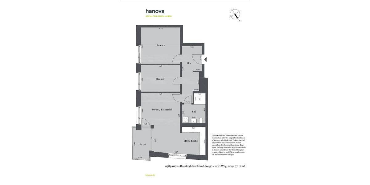 Etagenwohnung Hannover Döhren-Wülfel - 3 Zimmer, 77 m&sup2;, 888&euro; | Angebot:26004704