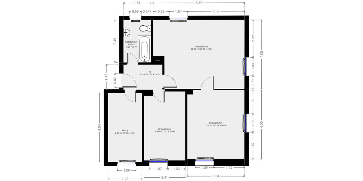 Erdgeschoßwohnung Salzgitter - 3 Zimmer, 57 m&sup2;, 335&euro; | Angebot:25219098